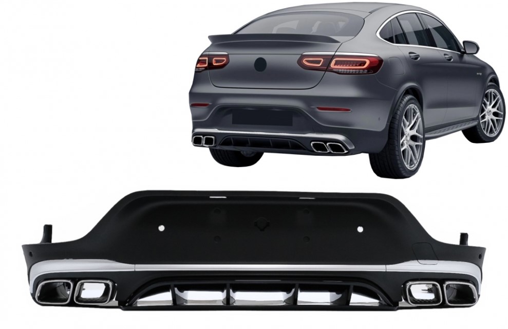Diffuser passend voor Mercedes GLC C253 (2020-..) Coupe Facelift GLC63 incl. Uitlaat Stukken