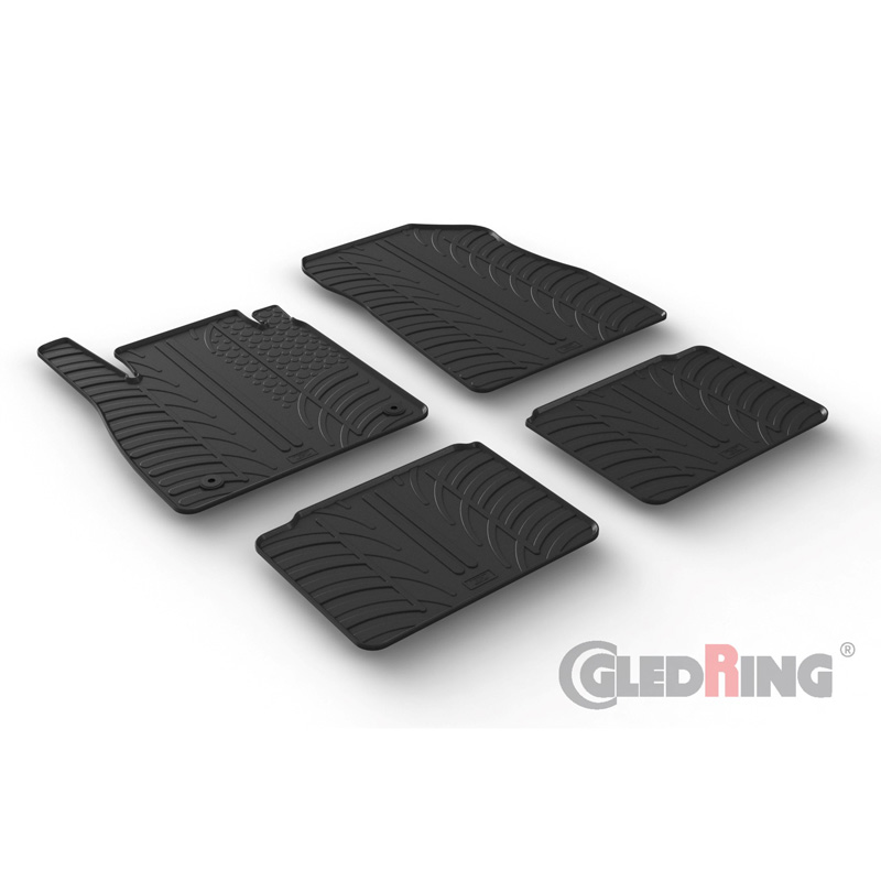 Rubber car mats set  Nissan Micra K14 2017- (T profile 4-pieces + mounting clips)