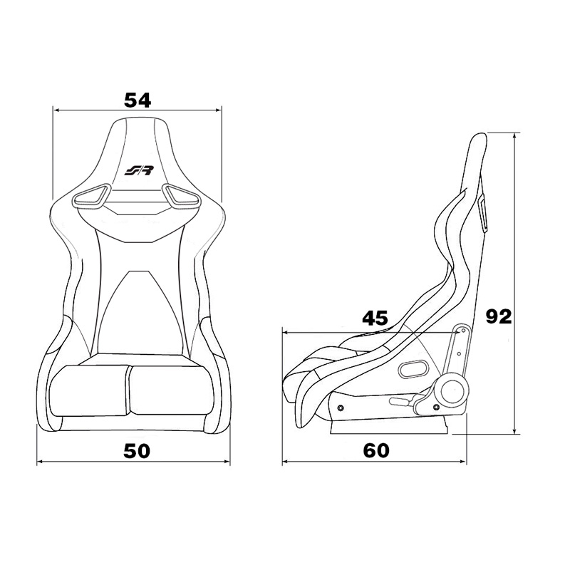Simoni Racing Sport Seat Emerson - Black Ecoleather - Left-side Reclinable - incl. Sliders