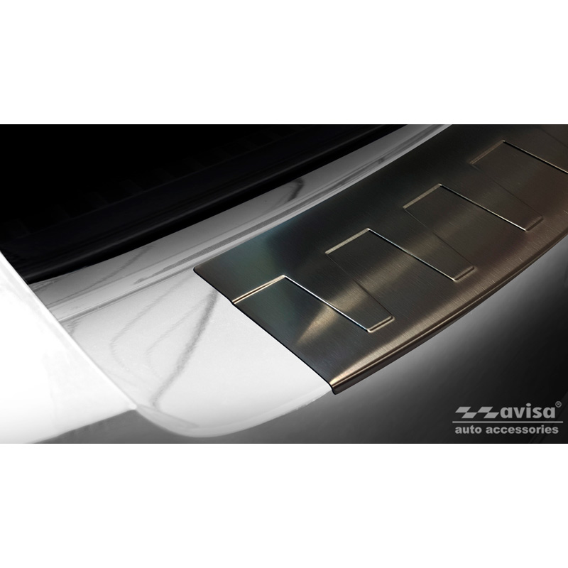 Black Stainless Steel Rear bumper protector  Skoda Octavia III Kombi RS 2013-2016 & FL 2017-2020 'Ribs'