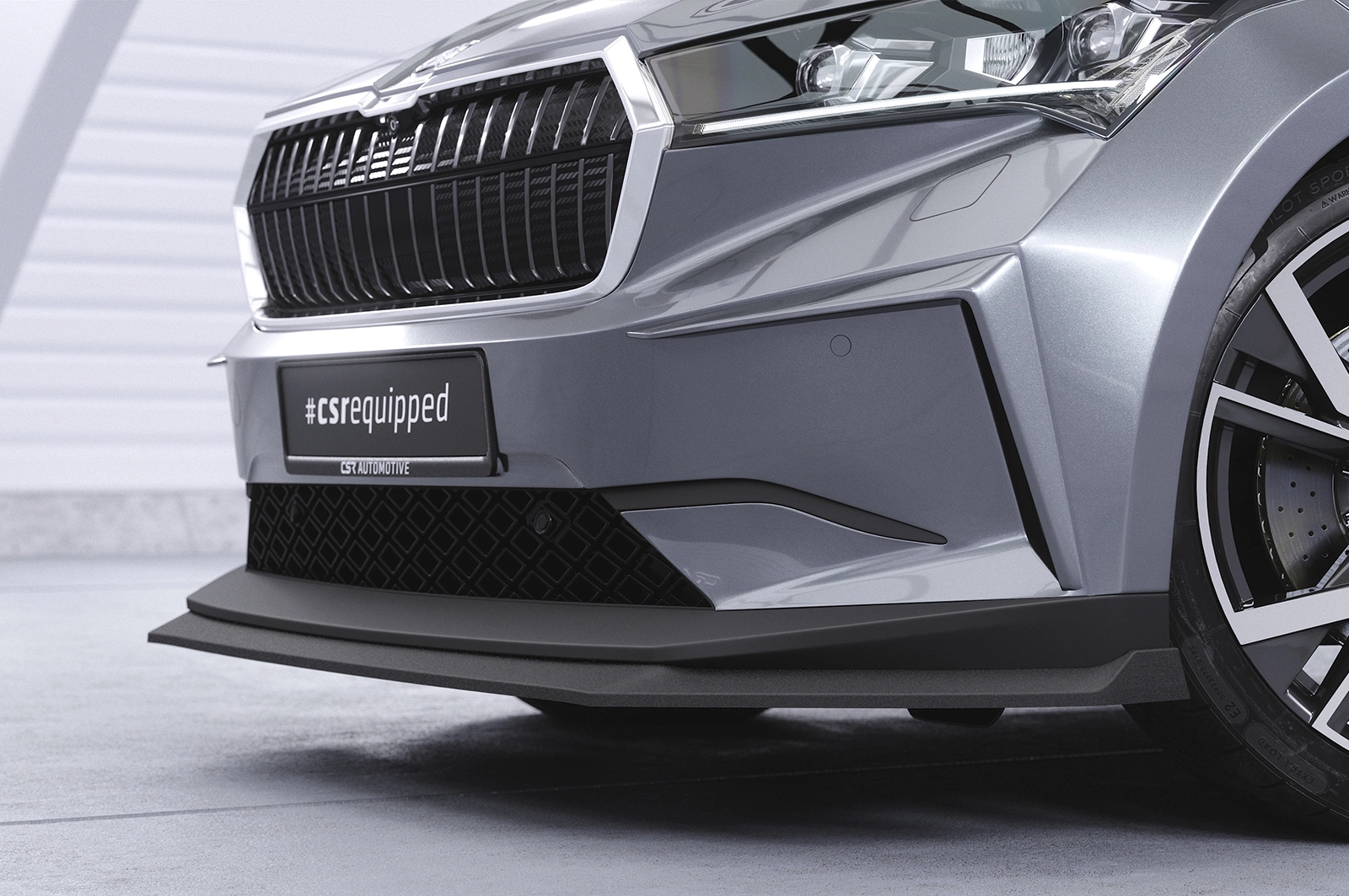 Voorspoiler passend voor Skoda Enyaq iV Glans Zwart (2020–)