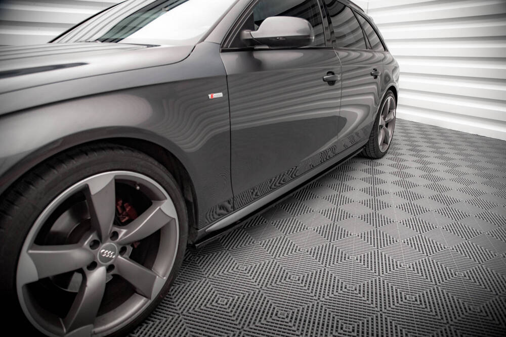 Zijskirts passend voor Audi A4 S-Line / S4 B8 FL Maxton Glans Zwart