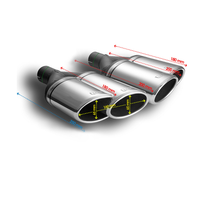Ulter Sport Exhaust finisher (left) - Double Oval 160x65mm - Length 200mm - Installation ->50mm - Inox