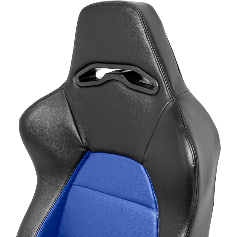 Sport seat 'Eco' - Black/Blue Synthetic leather - Right-side reclinable back-rest - incl. slides