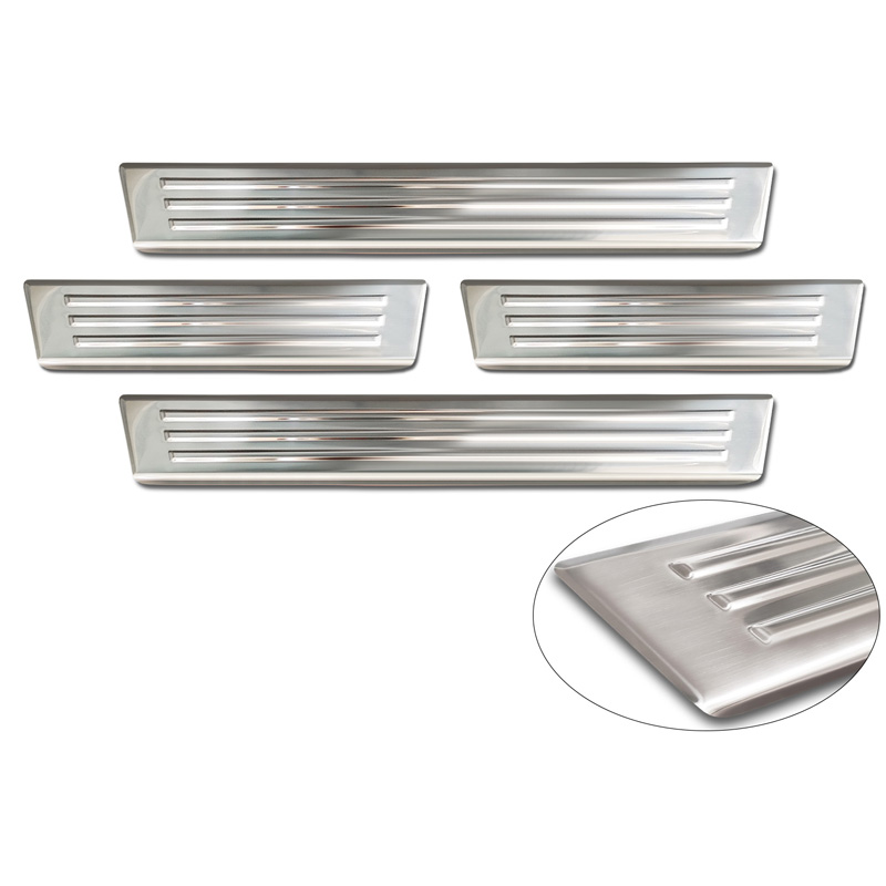 Stainless Steel Door sill protectors  Ford Ranger VI 2022- 'Lines' - 4-pieces
