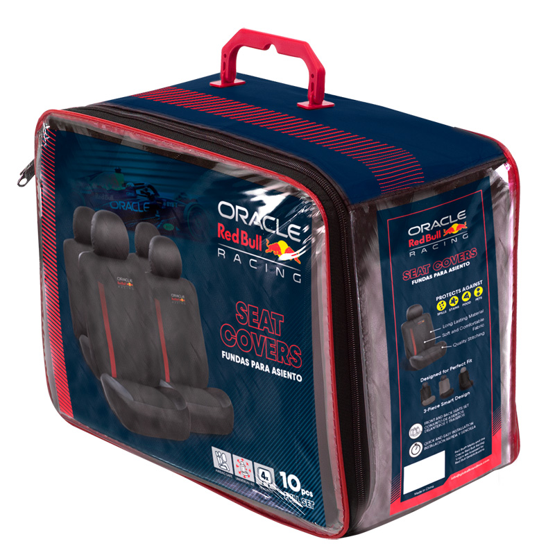 Red Bull Oracle Universal seat cover set MV1 - 10-piece set - Black/Red -  Side-Airbags