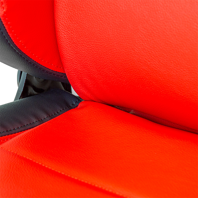 Sport seat 'Eco' - Black/Red Synthetic leather - Left-side reclinable back-rest - incl. slides