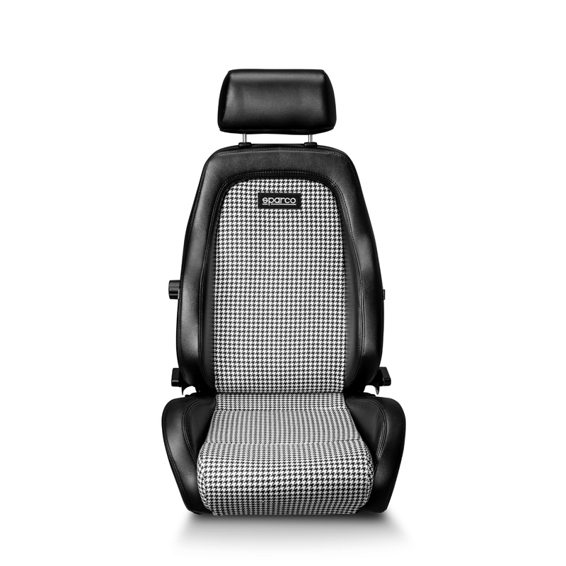 Sparco Sport Seat GT - Black Skai + Black/White 'Retro' Microfibre - Reclinable