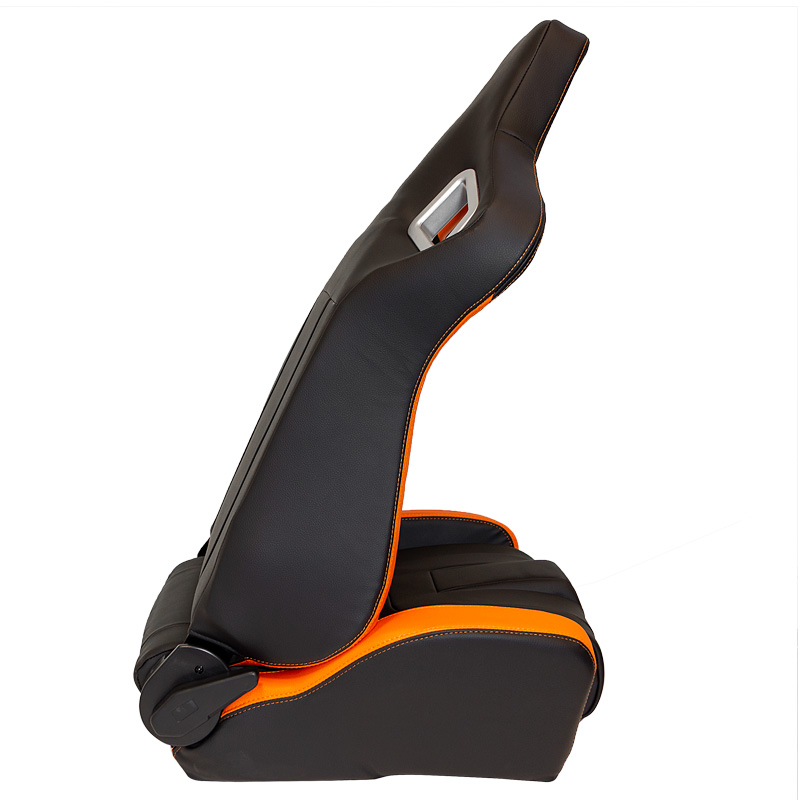 Sport seat 'RS6-II' - Matt-Black/Orange Synthetic leather - Dual-side reclinable back-rest - incl. slides