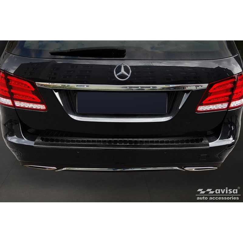 Real 3D Carbon Rear bumper protector  Mercedes E-Class Combi FL 2013-2016 'Ribs'
