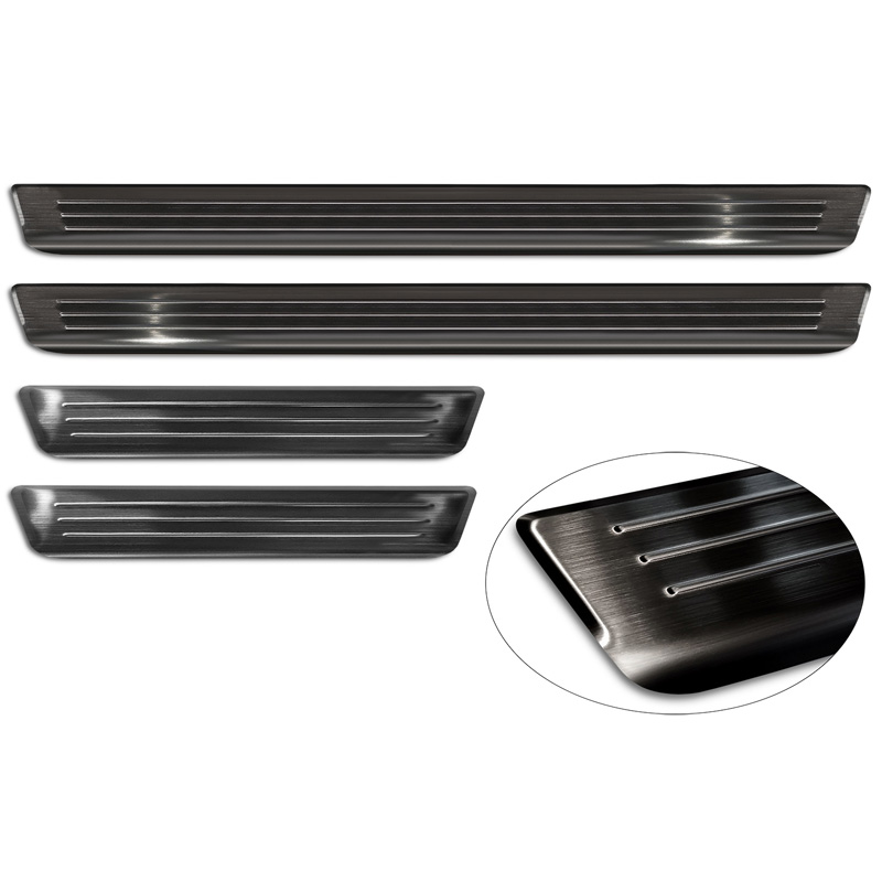 Black Inox door sill protectors  Volkswagen Tiguan III (CT1) 2024- - 'Lines' - 4-pieces