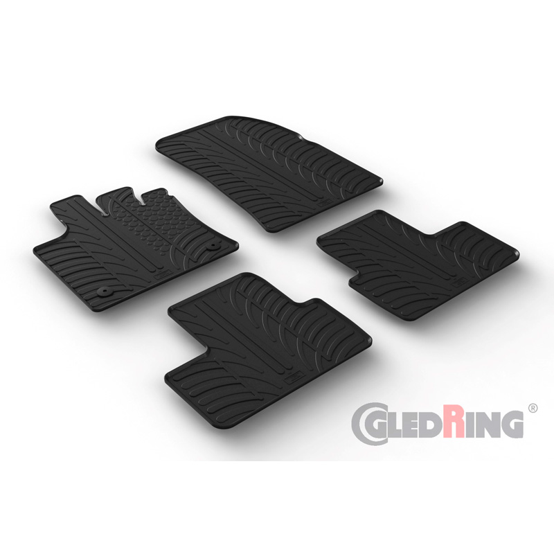 Rubber car mats set  Renault Captur II 2020- & Mitsubishi ASX II 2023- (T profile 4-pieces + mounting clips)