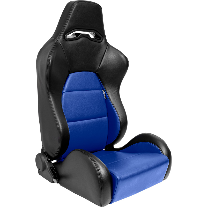 Sport seat 'Eco' - Black/Blue Synthetic leather - Right-side reclinable back-rest - incl. slides
