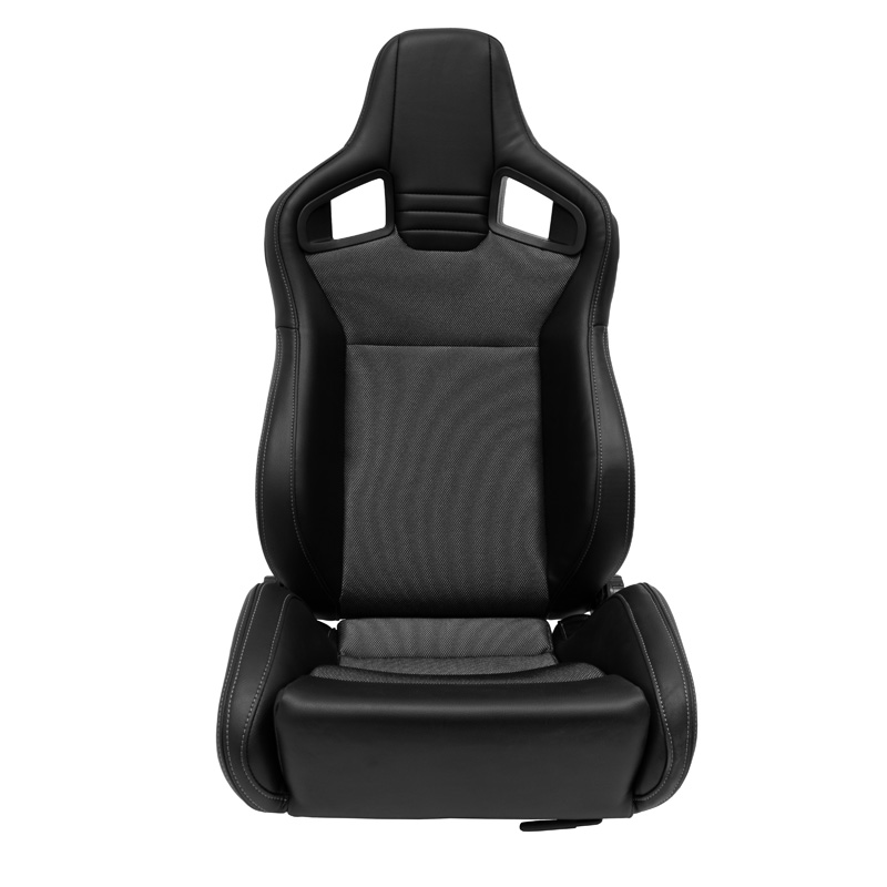 Sport seat 'NK' - Black Synthetic leather + Grey Fabric - Dual-side reclinable back-rest - incl. slides