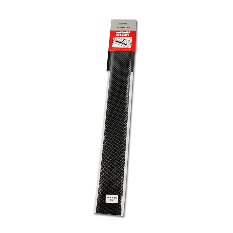 Universal door sill protector set - black carbon foil - 2-pieces - 50 x 7 cm