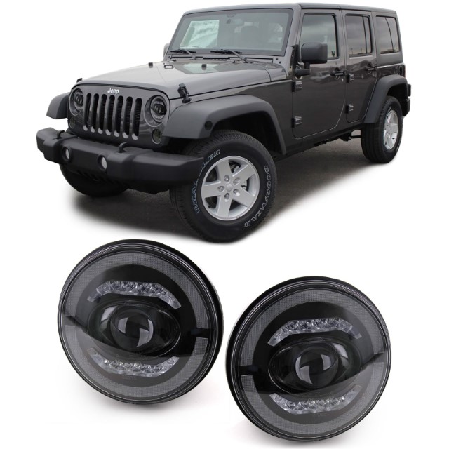 Headlights VW Golf I / II / Beetle / Jeep Wrangler / Defender Full LED HQ