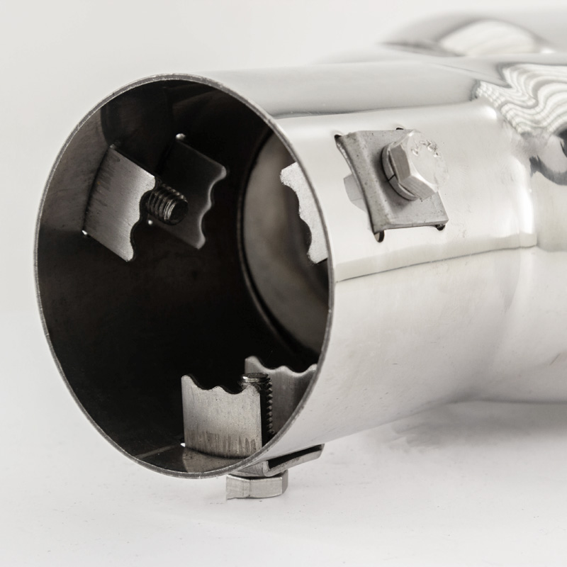 Simoni Racing Exhaust Tip Double Round Inox - Ø76xL230mm - Installation ->61mm