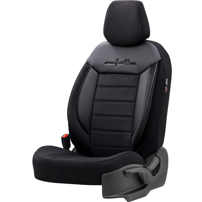 Universal Velours/Fabric Seat cover set 'Comfortline' Black - 11-pieces -  Side-Airbags
