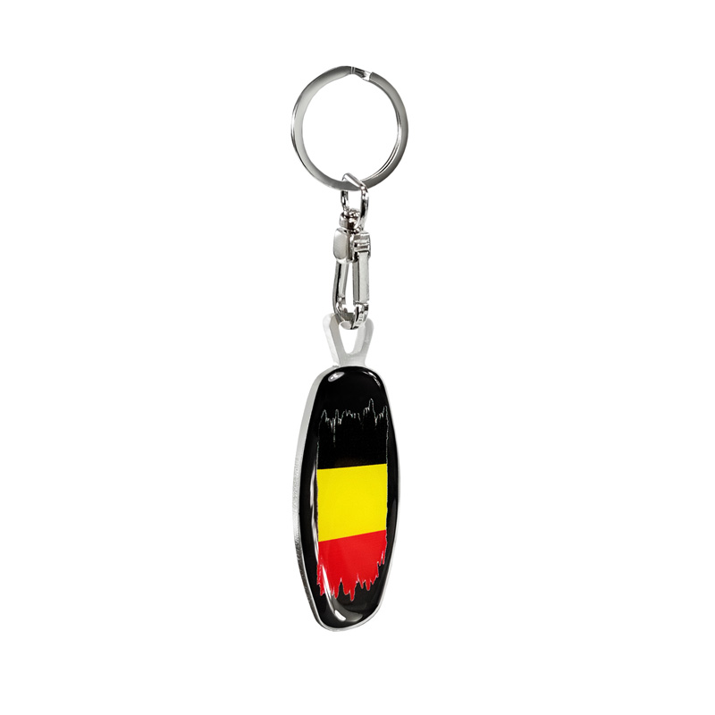 Stainless steel key chain - Emblem/ Flag BE+PL
