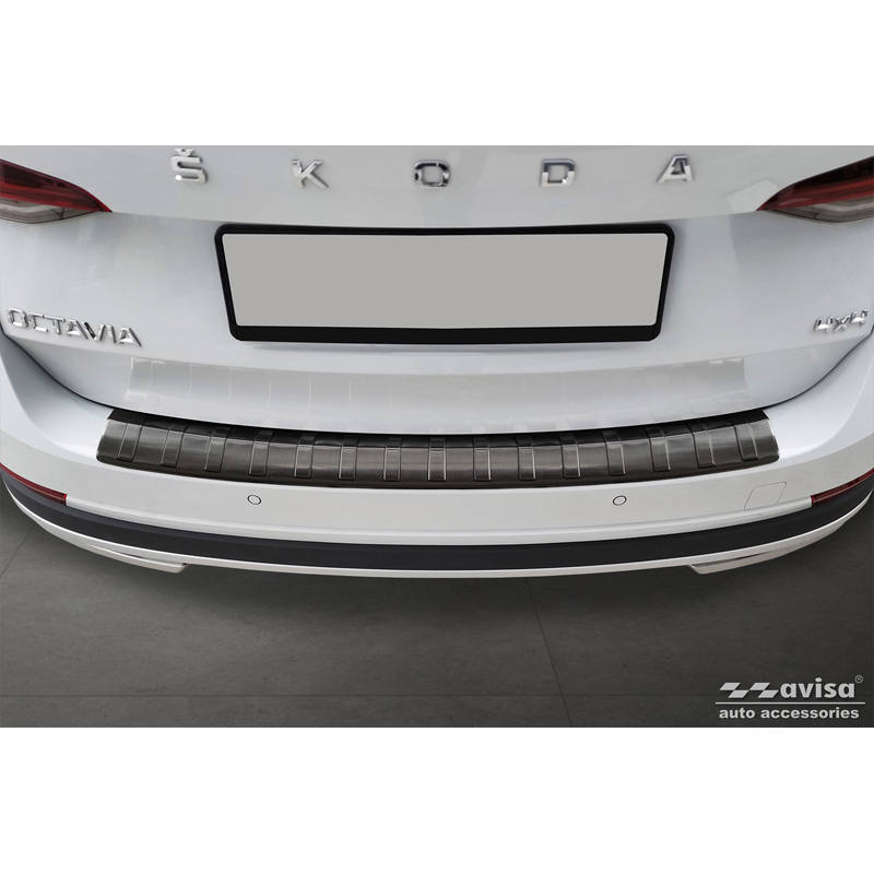 Black Stainless Steel Rear bumper protector  Skoda Octavia Scout (NX5) 2020- 'Ribs'