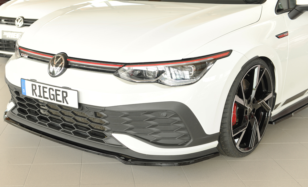 Voorspoiler passend voor Volkswagen Golf 8 GTI Clubsport Rieger Glans Zwart