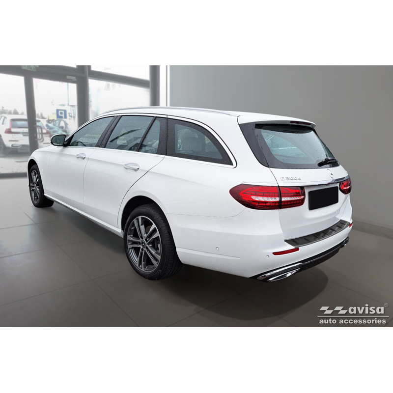 Avisa Black Stainless Steel Rear bumper protector  Mercedes E-Class Estate S213 2016-2023 (incl. E53 AMG) 'STRONG EDITION'
