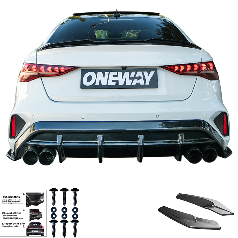 Oneway Rear Side Diffusors  Audi A3 (8Y) Sedan S-Line/S3 Facelift 2025- - Gloss black