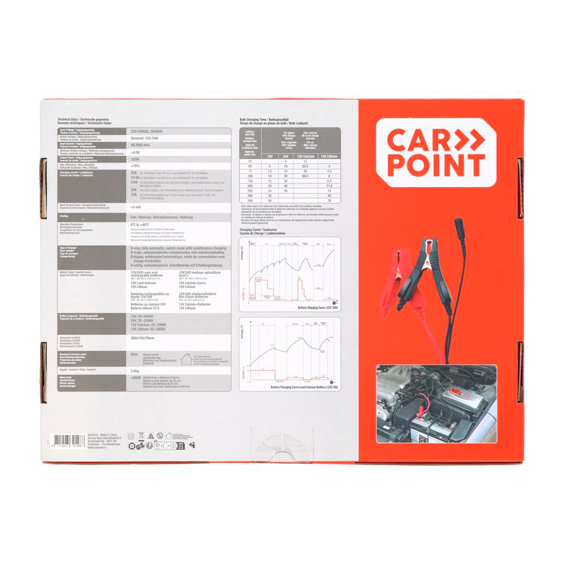 Carpoint BX-5M 12V/24V Battery Charger 25 Ampère Lithium