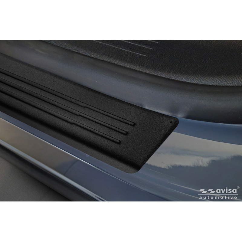 Avisa Black Stainless Steel door sill protectors  Opel Grandland (EV) 2024- - 'Lines' - 4-pieces