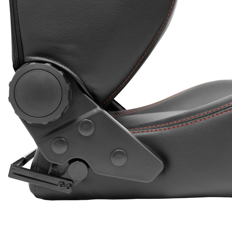 Sport seat 'VGR' - Black Synthetic leather + Red stitching - Dual-side reclinable back-rest - incl. slides