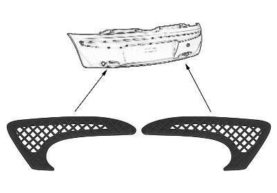 achterbumpergrille, 3 drs, links + rechts Fiat Punto, 1999-2005