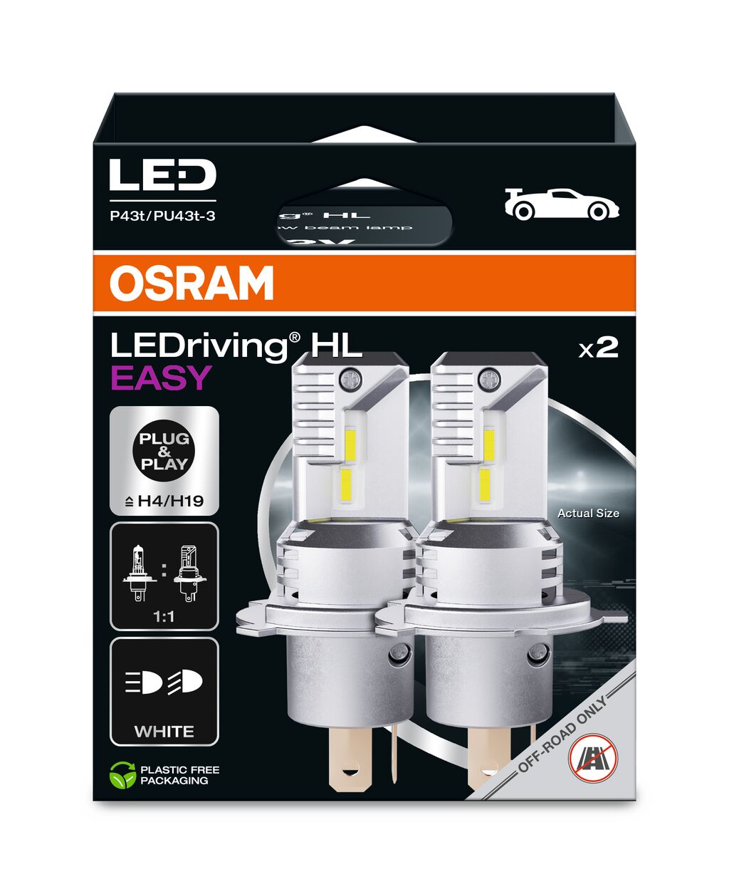 OSRAM LEDriving HL EASY H4 / H19 LED Bulbs 12V 6000K