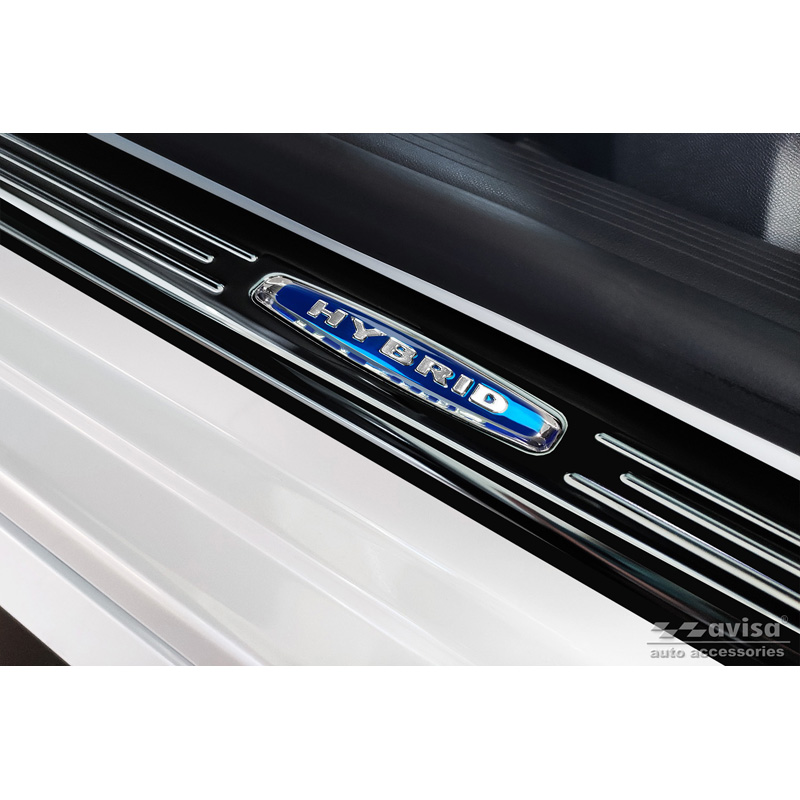 Black Inox door sill protectors  Peugeot 308 III HB & SW 2021- 'Hybrid' - 4-pieces
