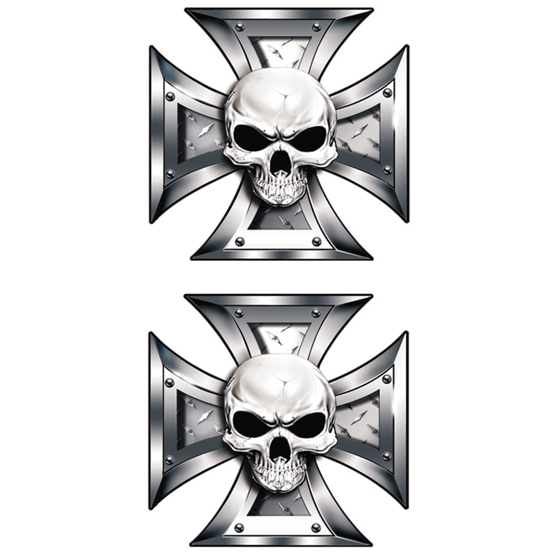 Sticker set Skull+BlackEyes in IronCross - 2x 8x8cm