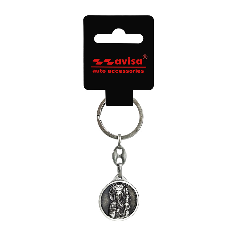 Stainless steel key chain - 'St.Christopher' & 'Madonna of Czestochowa' (silver)