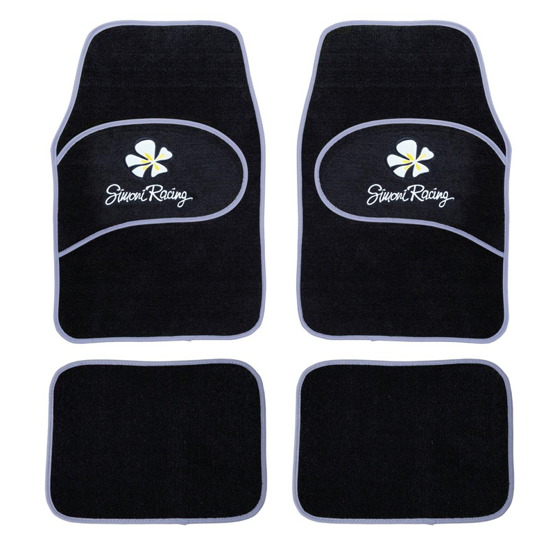 Simoni Racing Universal Car Mats Daisy - Black/Grey - 4 pieces