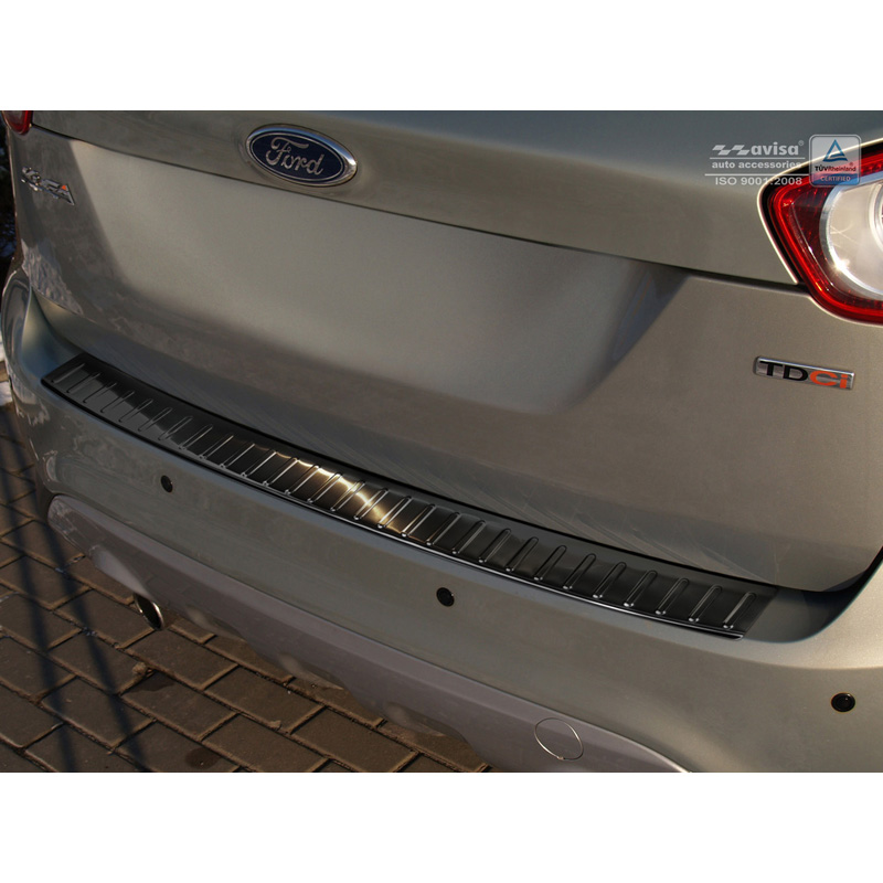 Black Stainless Steel Rear bumper protector  Ford Kuga 2008-2012 'Ribs'