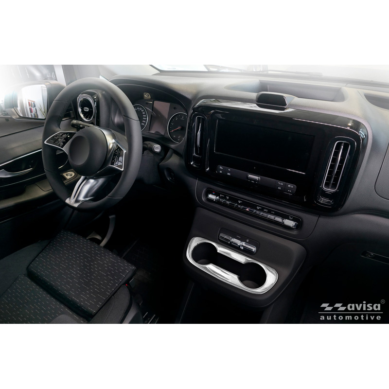 Avisa Stainless Steel cup holder trim cover  Mercedes Vito Tourer W447 Facelift 2024- - Silver