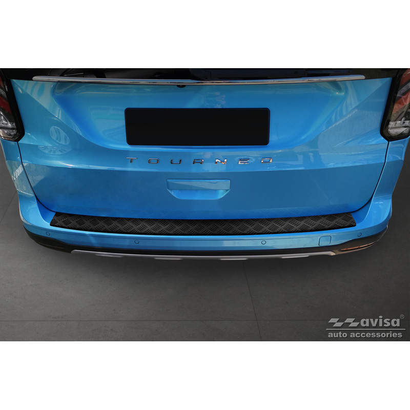 Matt Black Aluminum Rear bumper protector  Ford Tourneo Connect III 2022- 'Riffled Plate'