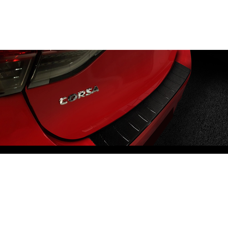 Real 3D Carbon Rear bumper protector  Opel Corsa F HB 5-doors GS Line 2019- 'Ribs'