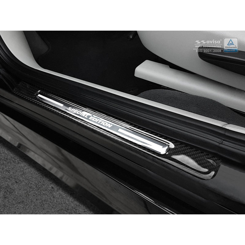 Universal door sill protector set 'Special Edition' Black 3D Carbon / Aluminum (2 pieces) - 45x4cm