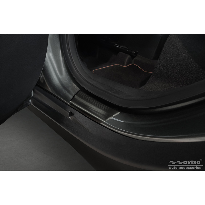 Black Stainless Steel Door sill protectors  Toyota Aygo X 2022- 'Lines X' - 4-pieces