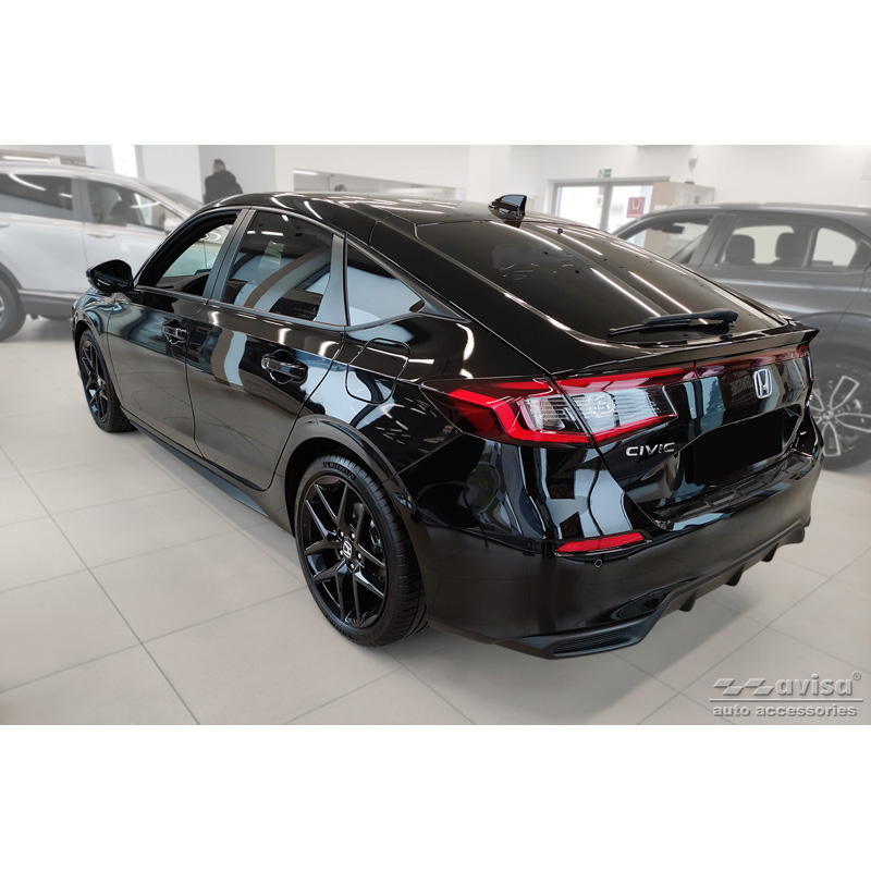 Black Stainless Steel Rear bumper protector  Honda Civic XI HB 2022- 'Ribs'
