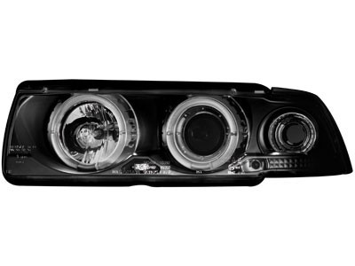 Hauptscheinwerfer BMW E36 limousine Angel Eyes Schwarz