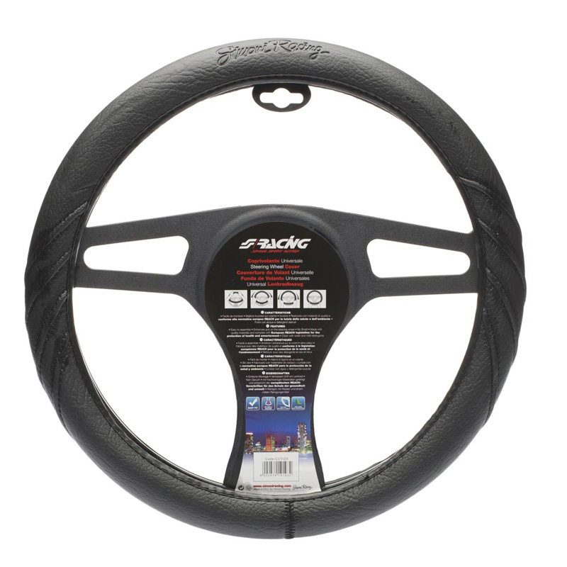 Simoni Racing Steering Wheel Cover Dark - Black Ecoleather - 37-39cm