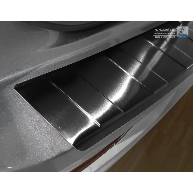 Black Stainless Steel Rear bumper protector  Volvo XC60 II 2017-2021- & FL 2021- incl. R-Design 'Ribs'