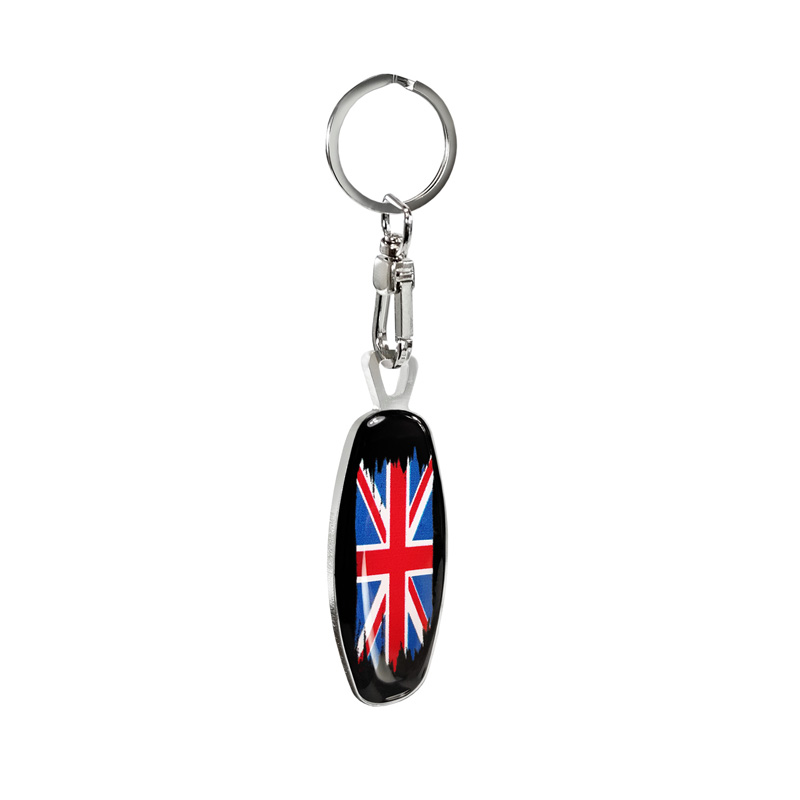 Stainless steel key chain - Emblem/ Flag Star of David+UK
