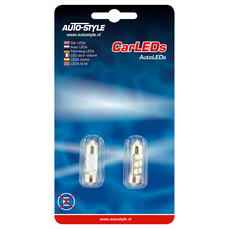 6Q LED/SMD Festoon Bulbs White 31x10mm, Set of 2 pieces