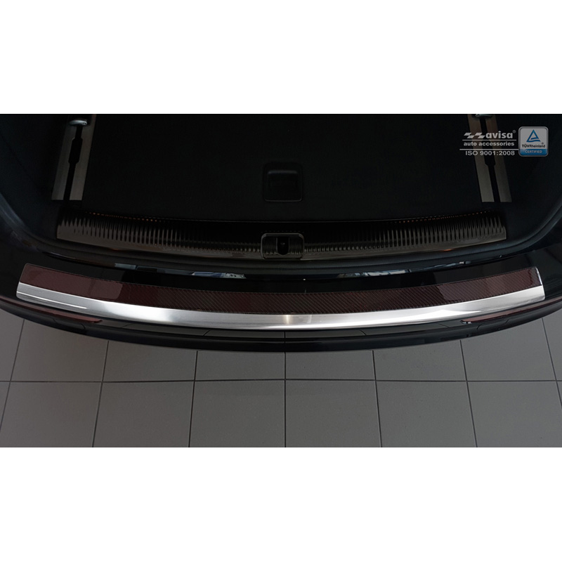 Stainless Steel Rear bumper protector 'Deluxe'  Audi Q5 2008-2016 Chrome/Red-Black Carbon