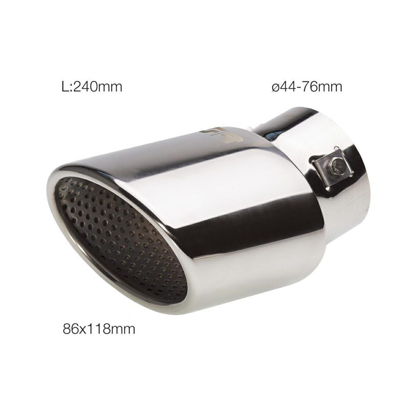 Simoni Racing Exhaust Tip Oval/Slanting Inox - 86x118xL160mm - Installation 44->76mm